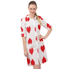 Heart Red Love Valentines Day Long Sleeve Mini Shirt Dress by Bajindul