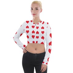 Heart Red Love Valentines Day Long Sleeve Cropped Velvet Jacket by Bajindul