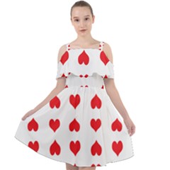 Heart Red Love Valentines Day Cut Out Shoulders Chiffon Dress by Bajindul