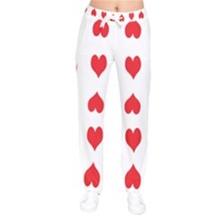 Heart Red Love Valentines Day Women Velvet Drawstring Pants