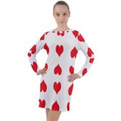 Heart Red Love Valentines Day Long Sleeve Hoodie Dress