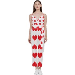 Heart Red Love Valentines Day V-neck Camisole Jumpsuit by Bajindul