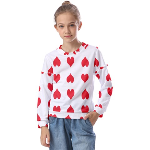 Heart Red Love Valentines Day Kids  Long Sleeve T-shirt With Frill  by Bajindul