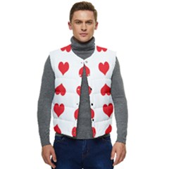 Heart Red Love Valentines Day Men s Button Up Puffer Vest	