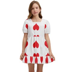 Heart Red Love Valentines Day Kids  Short Sleeve Dolly Dress by Bajindul