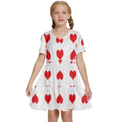 Heart Red Love Valentines Day Kids  Short Sleeve Tiered Mini Dress by Bajindul