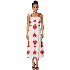 Heart Red Love Valentines Day Tie-strap Tiered Midi Chiffon Dress by Bajindul