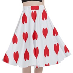 Heart Red Love Valentines Day A-line Full Circle Midi Skirt With Pocket by Bajindul