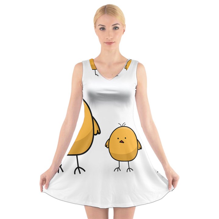 Chick Easter Cute Fun Spring V-Neck Sleeveless Dress