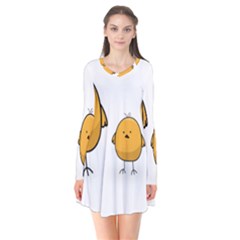 Chick Easter Cute Fun Spring Long Sleeve V-neck Flare Dress by Ndabl3x