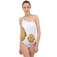 Chick Easter Cute Fun Spring Classic One Shoulder Swimsuit by Ndabl3x