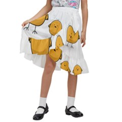 Chick Easter Cute Fun Spring Kids  Ruffle Flared Wrap Midi Skirt by Ndabl3x