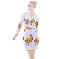 Chick Easter Cute Fun Spring Button Long Sleeve Dress by Ndabl3x