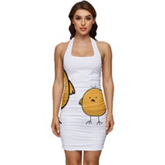 Chick Easter Cute Fun Spring Sleeveless Wide Square Neckline Ruched Bodycon Dress by Ndabl3x