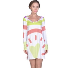 Rainbow Boho Colors Pastel Heart Long Sleeve Nightdress by Ndabl3x