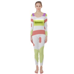 Rainbow Boho Colors Pastel Heart Long Sleeve Catsuit by Ndabl3x