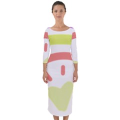 Rainbow Boho Colors Pastel Heart Quarter Sleeve Midi Bodycon Dress by Ndabl3x