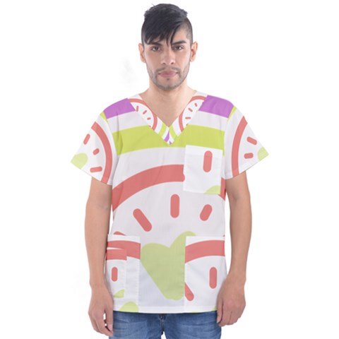 Rainbow Boho Colors Pastel Heart Men s V-neck Scrub Top by Ndabl3x