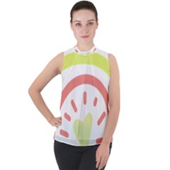 Rainbow Boho Colors Pastel Heart Mock Neck Chiffon Sleeveless Top by Ndabl3x