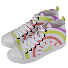 Rainbow Boho Colors Pastel Heart Women s Mid-top Canvas Sneakers by Ndabl3x