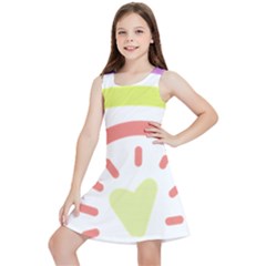 Rainbow Boho Colors Pastel Heart Kids  Lightweight Sleeveless Dress by Ndabl3x