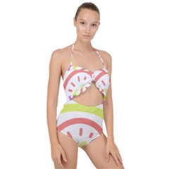 Rainbow Boho Colors Pastel Heart Scallop Top Cut Out Swimsuit by Ndabl3x