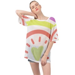 Rainbow Boho Colors Pastel Heart Oversized Chiffon Top by Ndabl3x