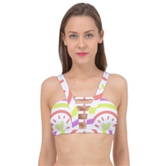 Rainbow Boho Colors Pastel Heart Cage Up Bikini Top by Ndabl3x