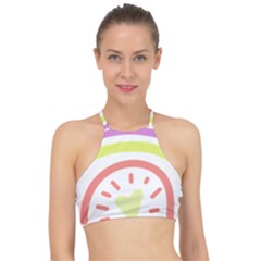 Rainbow Boho Colors Pastel Heart Halter Bikini Top by Ndabl3x