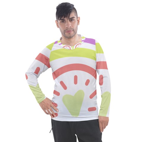 Rainbow Boho Colors Pastel Heart Men s Pique Long Sleeve T-shirt by Ndabl3x