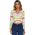 Rainbow Boho Colors Pastel Heart Long Sleeve V-Neck Top View1