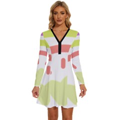 Rainbow Boho Colors Pastel Heart Long Sleeve Deep V Mini Dress  by Ndabl3x