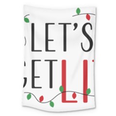 Let s Get Lit Christmas Jingle Bells Santa Claus Large Tapestry by Ndabl3x