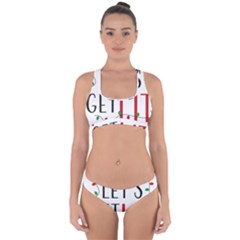 Let s Get Lit Christmas Jingle Bells Santa Claus Cross Back Hipster Bikini Set by Ndabl3x