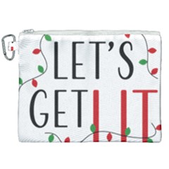 Let s Get Lit Christmas Jingle Bells Santa Claus Canvas Cosmetic Bag (xxl) by Ndabl3x