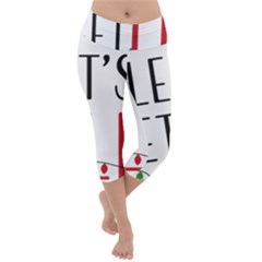 Let s Get Lit Christmas Jingle Bells Santa Claus Lightweight Velour Capri Yoga Leggings by Ndabl3x