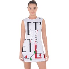 Let s Get Lit Christmas Jingle Bells Santa Claus Lace Up Front Bodycon Dress by Ndabl3x