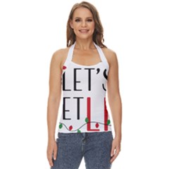 Let s Get Lit Christmas Jingle Bells Santa Claus Basic Halter Top by Ndabl3x