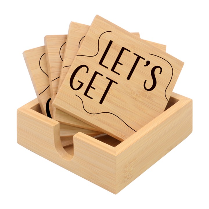 Let s Get Lit Christmas Jingle Bells Santa Claus Bamboo Coaster Set