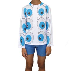 Eyes Comic Cartoon Fun Funny Toon Kids  Long Sleeve Swimwear by Ndabl3x