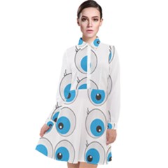 Eyes Comic Cartoon Fun Funny Toon Long Sleeve Chiffon Shirt Dress by Ndabl3x