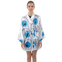 Eyes Comic Cartoon Fun Funny Toon Long Sleeve Satin Kimono by Ndabl3x