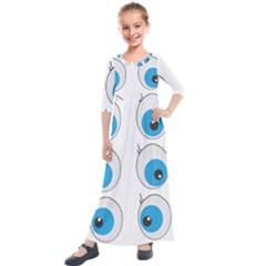 Eyes Comic Cartoon Fun Funny Toon Kids  Quarter Sleeve Maxi Dress by Ndabl3x