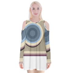 Photo Camera Machine Colorful Art Velvet Long Sleeve Shoulder Cutout Dress