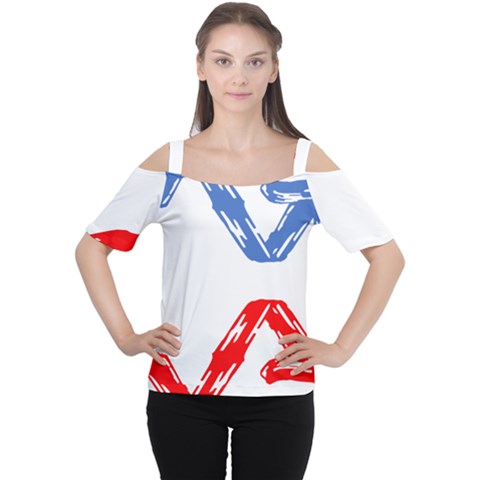 Arrow Up Down Cutout Shoulder T-shirt by Ndabl3x