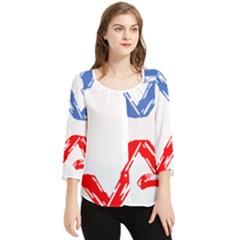 Arrow Up Down Chiffon Quarter Sleeve Blouse by Ndabl3x