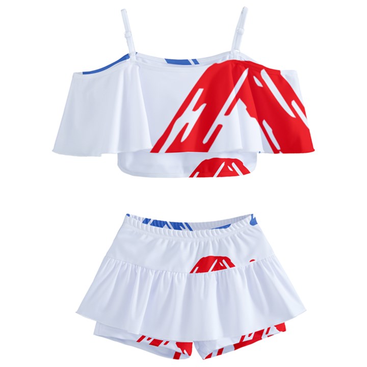 Arrow Up Down Kids  Off Shoulder Skirt Bikini