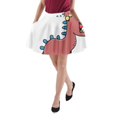 Dinosaur Dragon Drawing Cute A-line Pocket Skirt by Ndabl3x