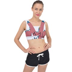 Dinosaur Dragon Drawing Cute V-back Sports Bra by Ndabl3x