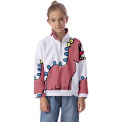 Dinosaur Dragon Drawing Cute Kids  Half Zip Hoodie by Ndabl3x